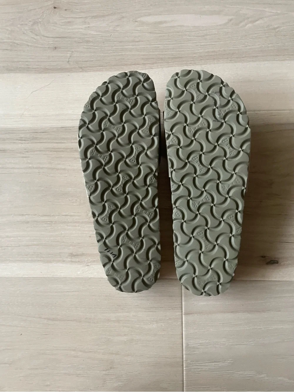 Birkenstock Metallic Taupe Single-Strap Slide Sandals